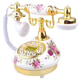 Retro Floral Decoration Telephone