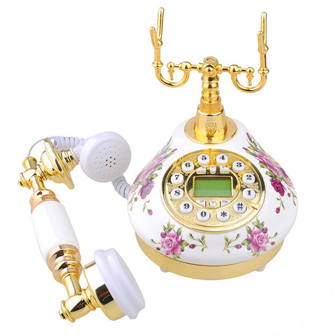 Retro Floral Decoration Telephone