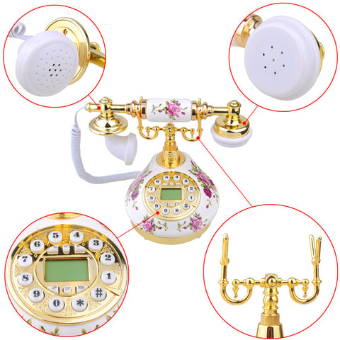 Retro Floral Decoration Telephone